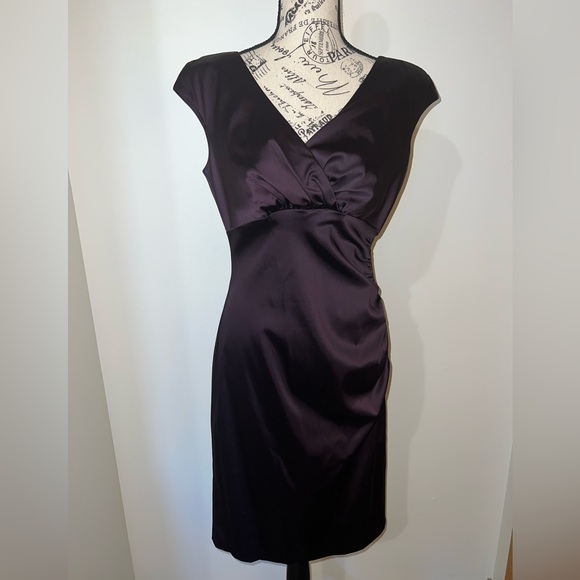 Ralph Lauren Dresses & Skirts - Ralph Lauren Deep Purple Satin Cocktail Dress/Ruched Waist/Size 6